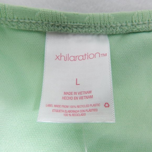 Bikini Bottoms High Leg High Waist Xhilaration Green Chevron Women's Size L - Picture 8 of 9